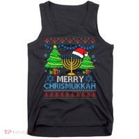 Happy Hanukkah Christmas Santa Hat Tank Top thumb 0