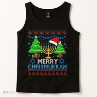 Happy Hanukkah Christmas Santa Hat Tank Top thumb 2
