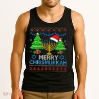 Happy Hanukkah Christmas Santa Hat Tank Top thumb 3
