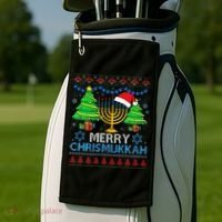 Happy Hanukkah Christmas Santa Hat Golf Towel thumb 2