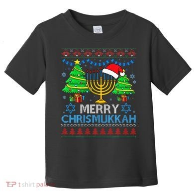 Happy Hanukkah Christmas Santa Hat Toddler T-Shirt