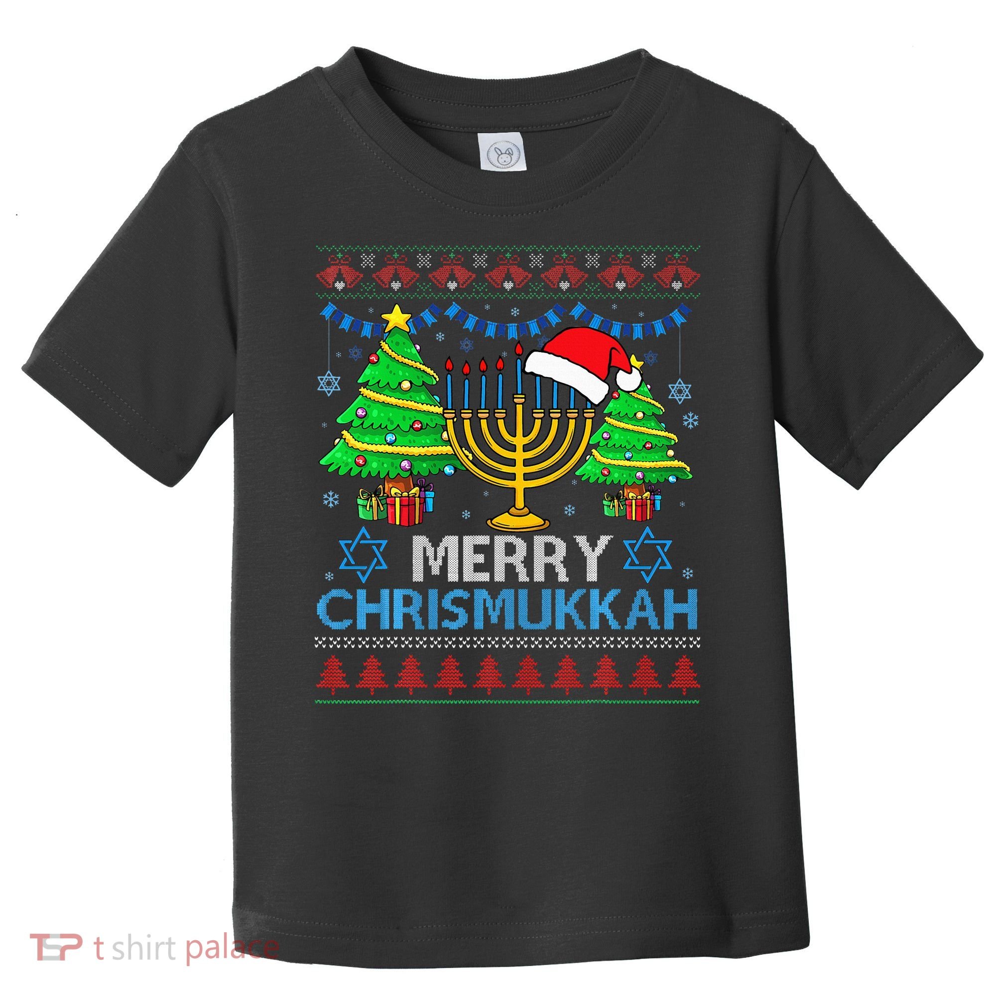 Happy Hanukkah Christmas Santa Hat Toddler T-Shirt