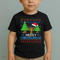 Happy Hanukkah Christmas Santa Hat Toddler T-Shirt thumb 2