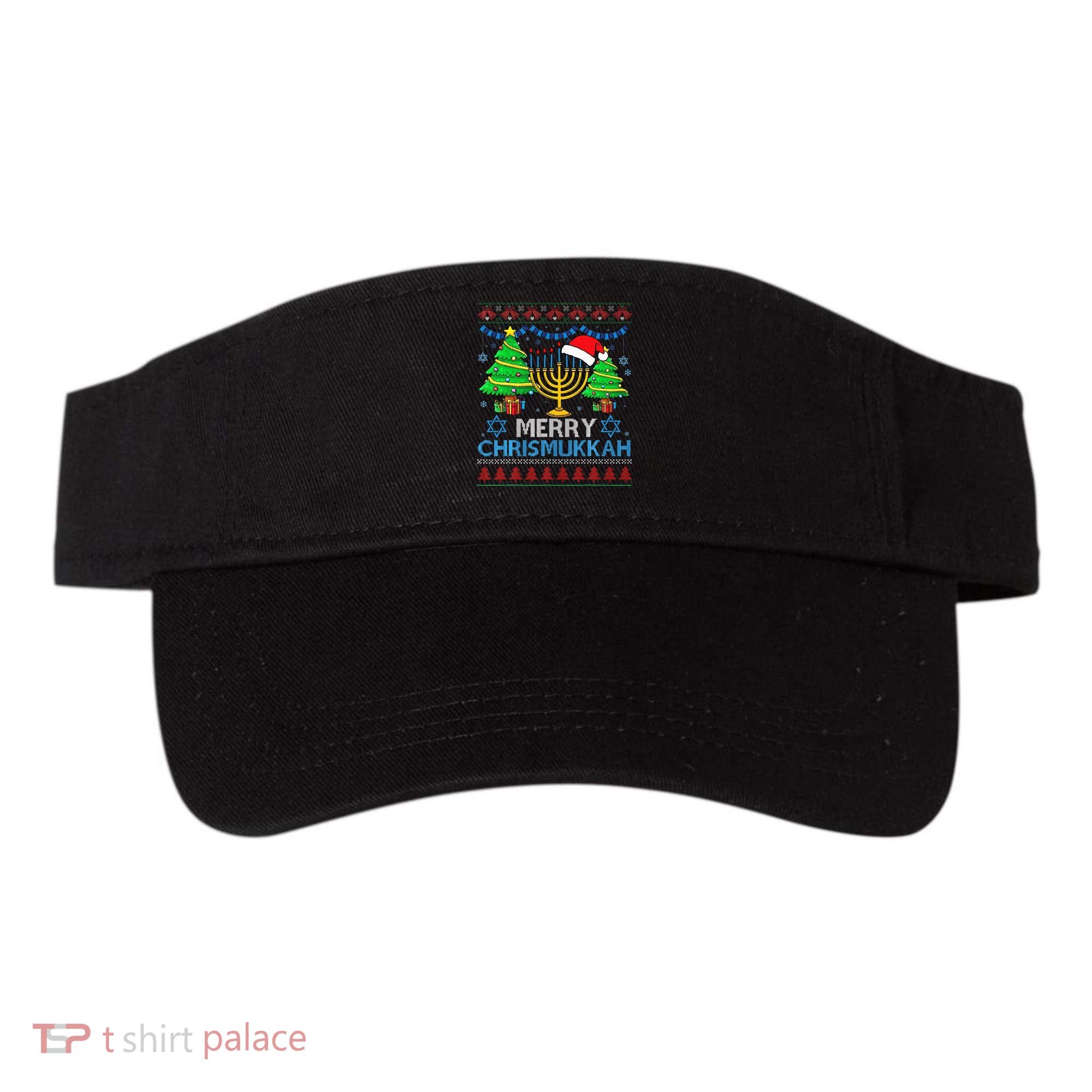 Happy Hanukkah Christmas Santa Hat Visor