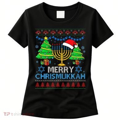 Happy Hanukkah Christmas Santa Hat Women's T-Shirt
