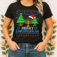 Happy Hanukkah Christmas Santa Hat Women's T-Shirt thumb 2