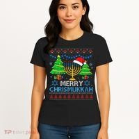 Happy Hanukkah Christmas Santa Hat Women's T-Shirt thumb 4