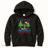 Happy Hanukkah Christmas Santa Hat Kids Hoodie thumb 0