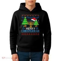 Happy Hanukkah Christmas Santa Hat Kids Hoodie thumb 4