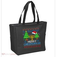 Happy Hanukkah Christmas Santa Hat Tote Bag thumb 2