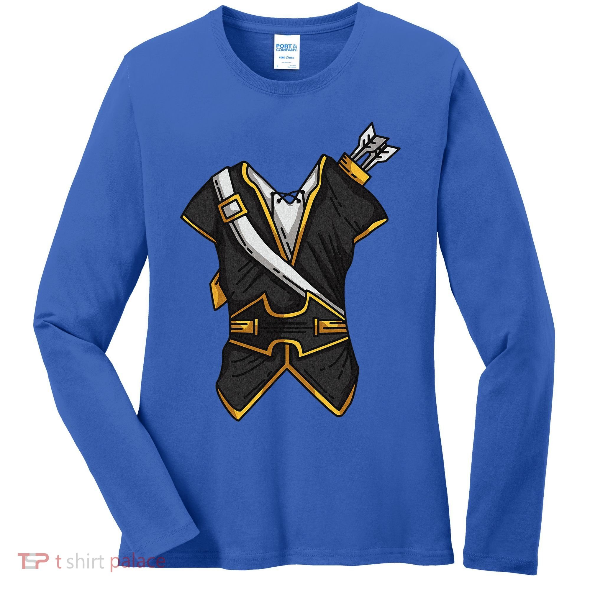 Huntsman Hunter Cool Lazy Easy Cosplay Halloween Costume Women's Long Sleeve Shirt