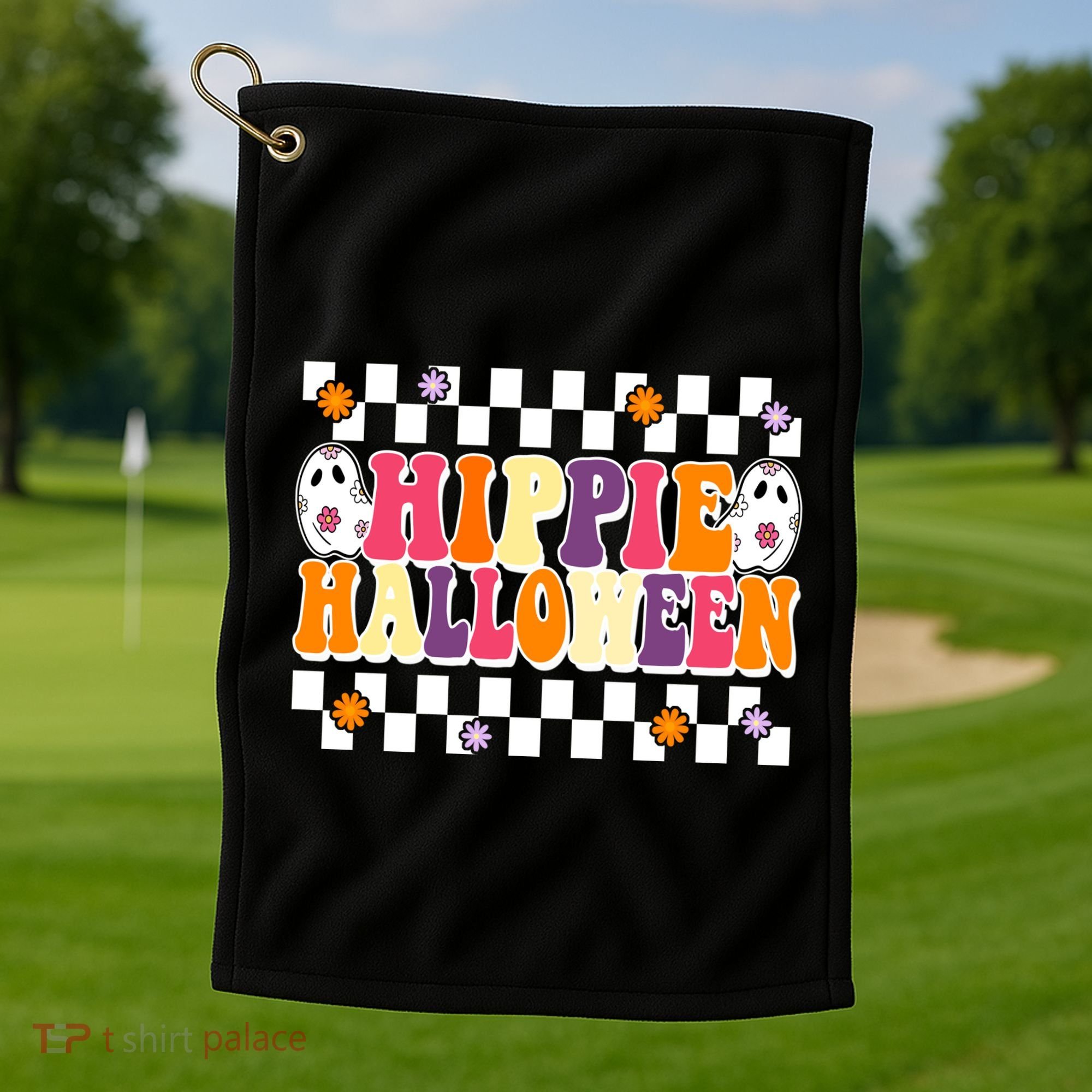 Hippie Halloween Cute Retro Golf Towel