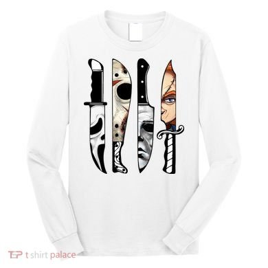 Halloween Horror Character Knife Scary Long Sleeve Shirt