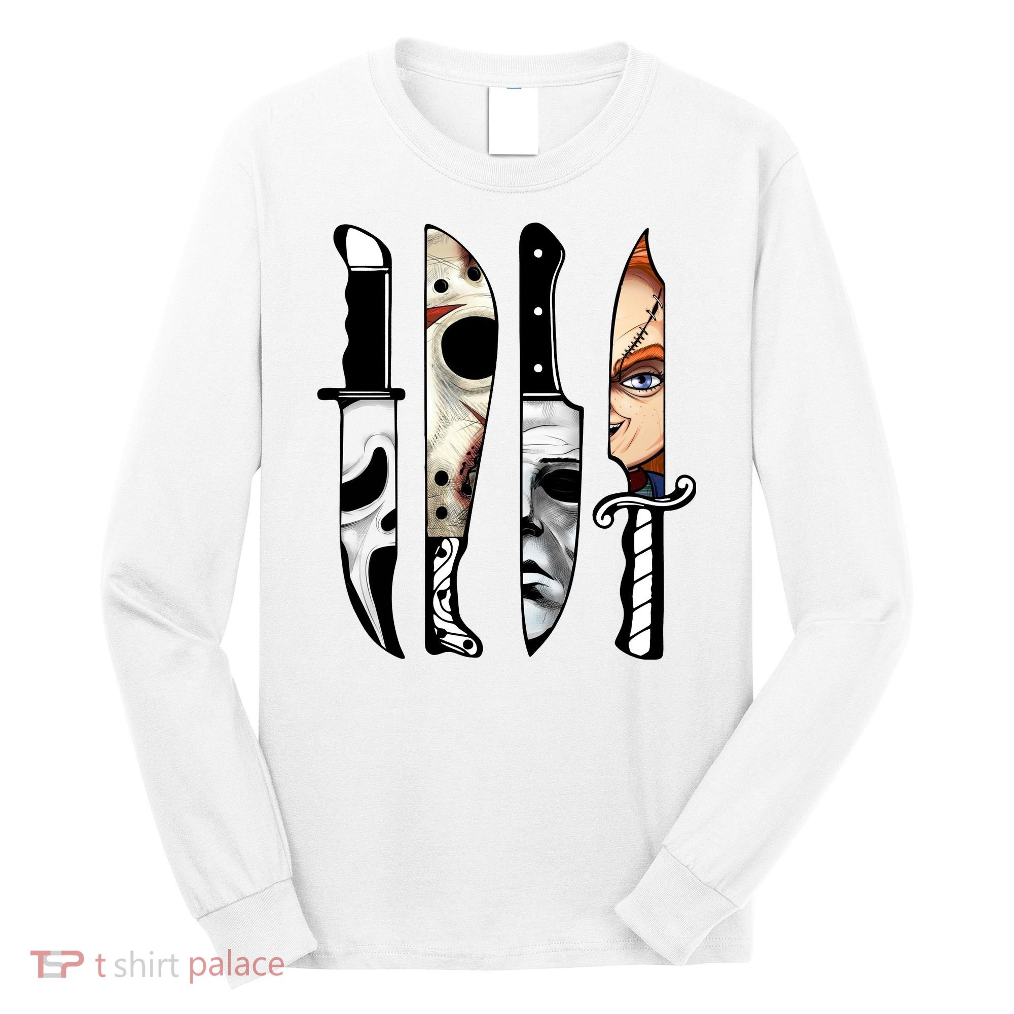 Halloween Horror Character Knife Scary Long Sleeve Shirt