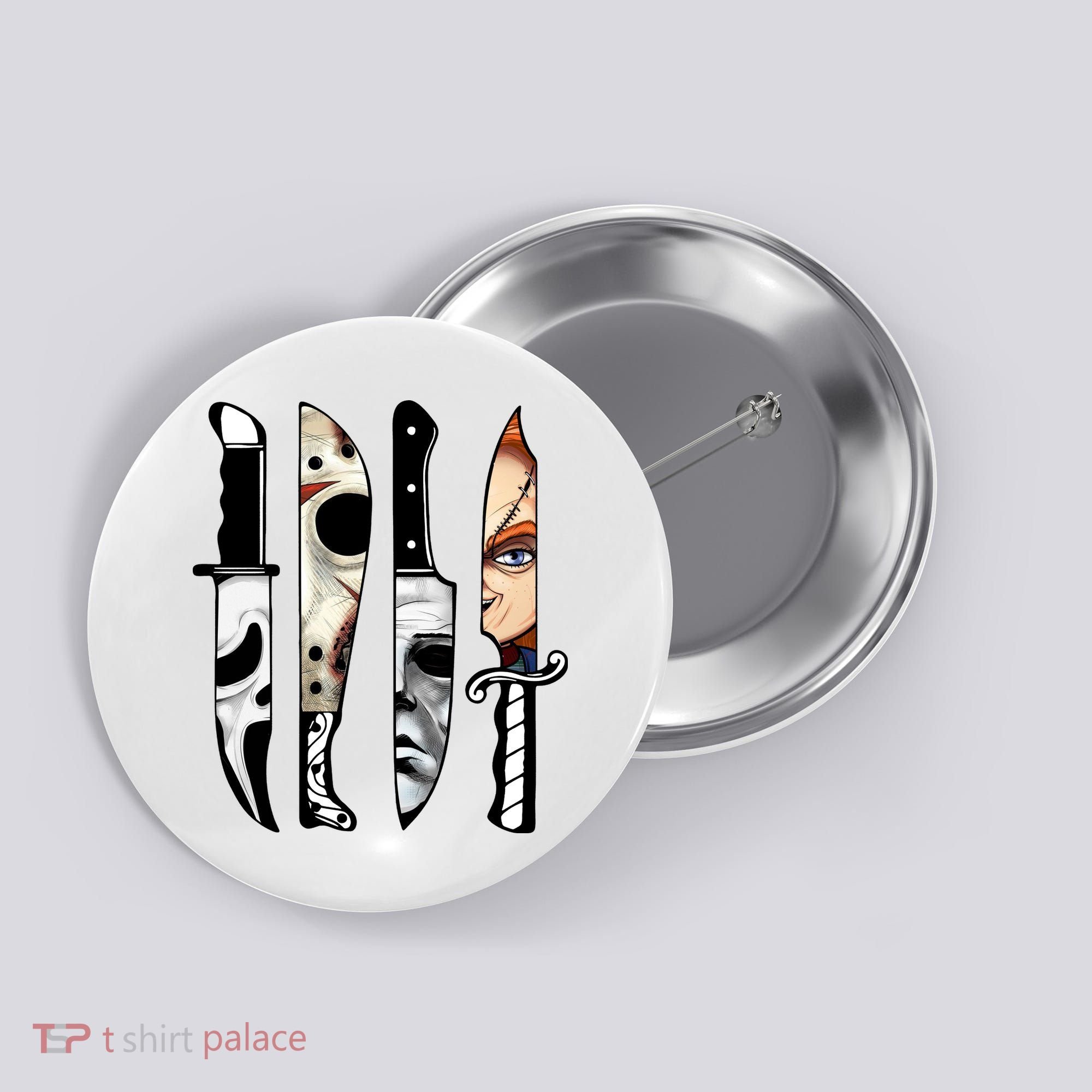 Halloween Horror Character Knife Scary Button
