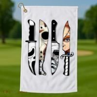 Halloween Horror Character Knife Scary Golf Towel thumb 1