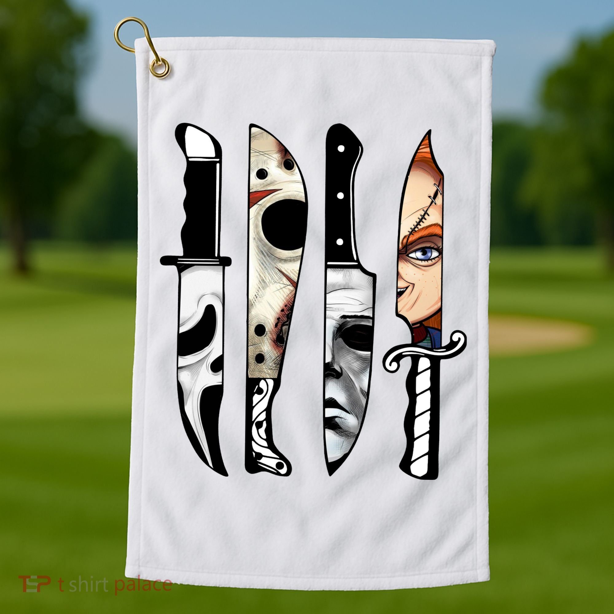 Halloween Horror Character Knife Scary Golf Towel