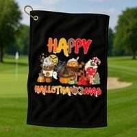 Happy Hallothanksmas Coffee Golf Towel thumb 1