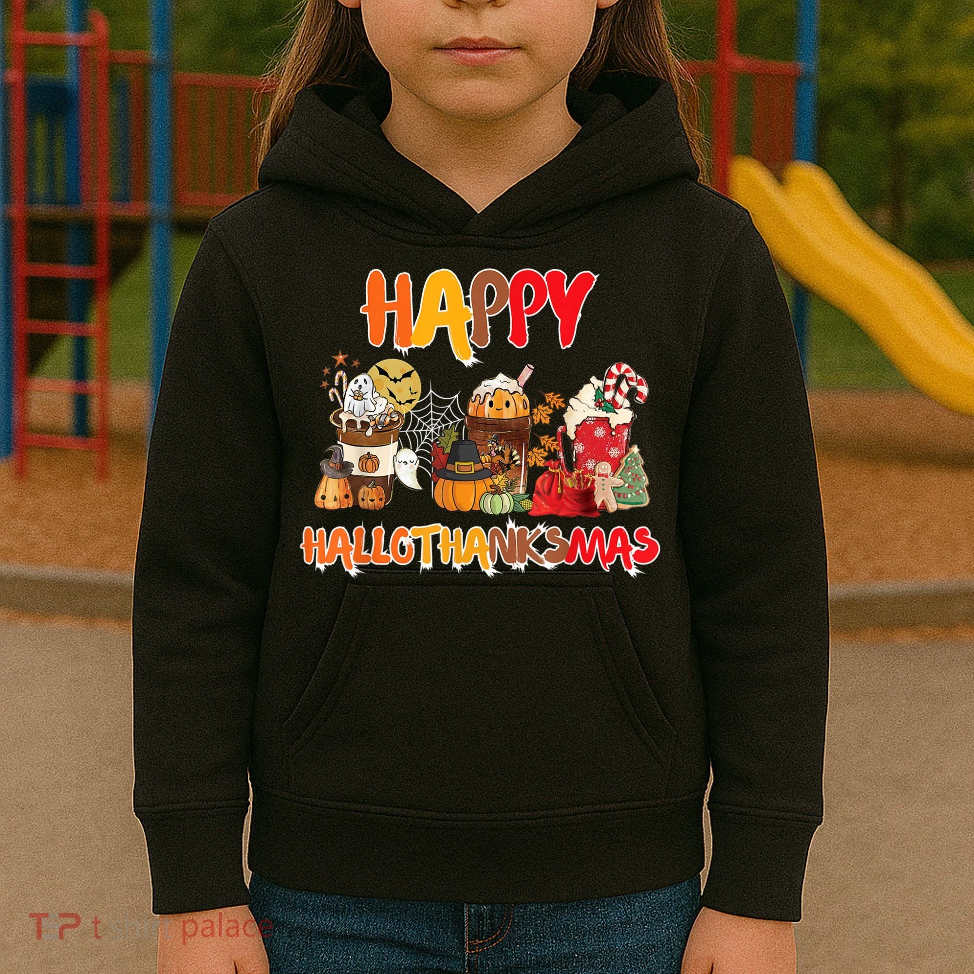 Happy Hallothanksmas Coffee Kids Hoodie