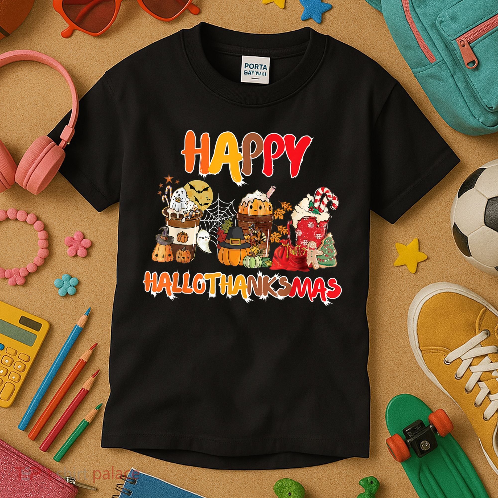 Happy Hallothanksmas Coffee Kids T-Shirt