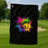Happy Holi Celebrate Hindu Holiday Golf Towel thumb 1