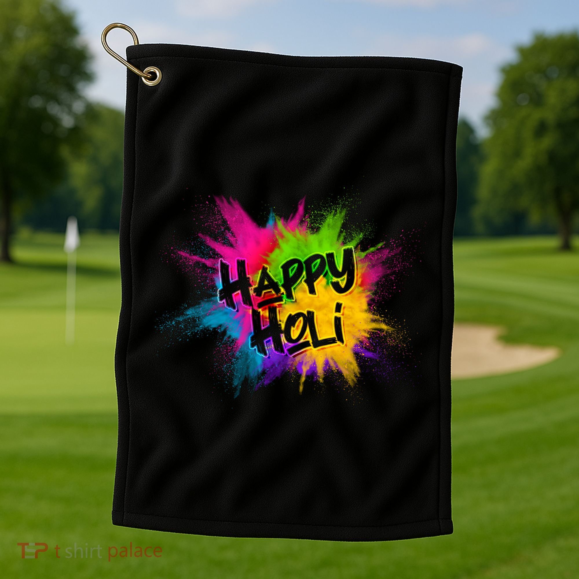 Happy Holi Celebrate Hindu Holiday Golf Towel