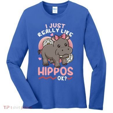 Hippo Hippopotamus Cool Gift Women's Long Sleeve Shirt