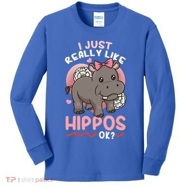Hippo Hippopotamus Cool Gift Kids Long Sleeve Shirt