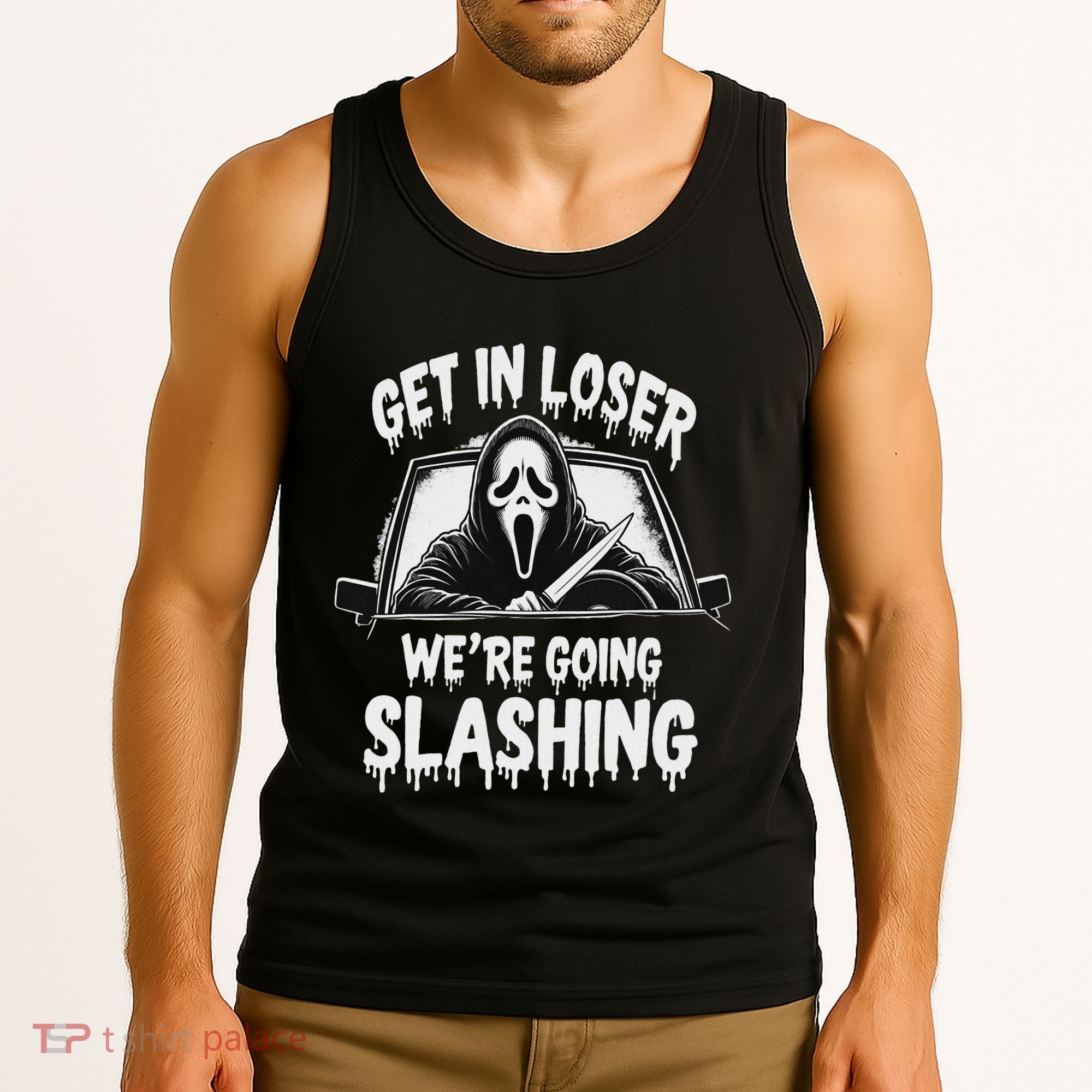 Horror Halloween Character Get In Loser WeRe Going Slashing Tank Top