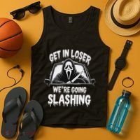 Horror Halloween Character Get In Loser WeRe Going Slashing Tank Top thumb 4