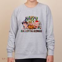 Happy Hallothanksmas Cute Pig Farm Animals Farmer Pig Lover Women's Sweatshirt thumb 0
