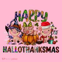 Happy Hallothanksmas Cute Pig Farm Animals Farmer Pig Lover Coaster thumb 2