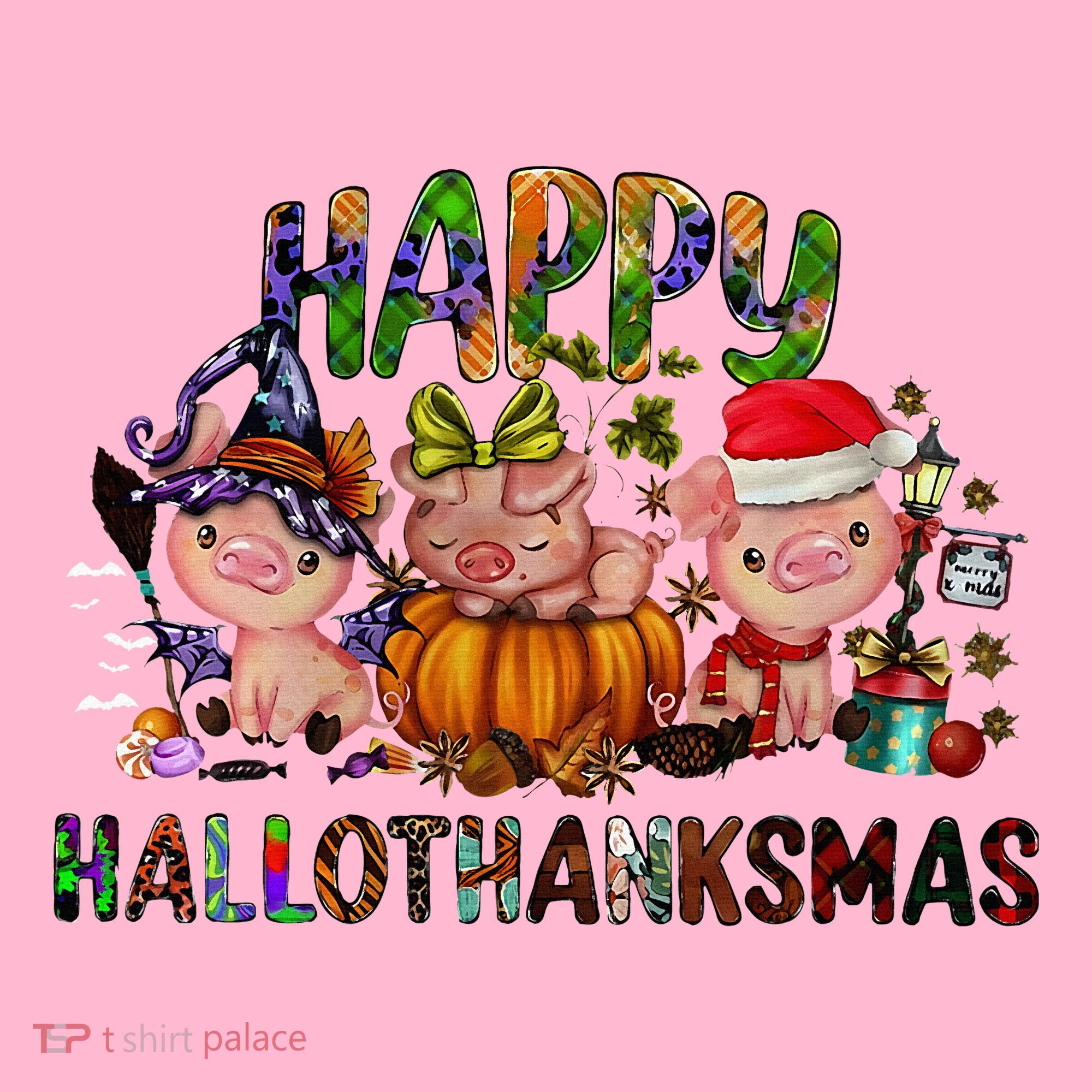 Happy Hallothanksmas Cute Pig Farm Animals Farmer Pig Lover Coaster