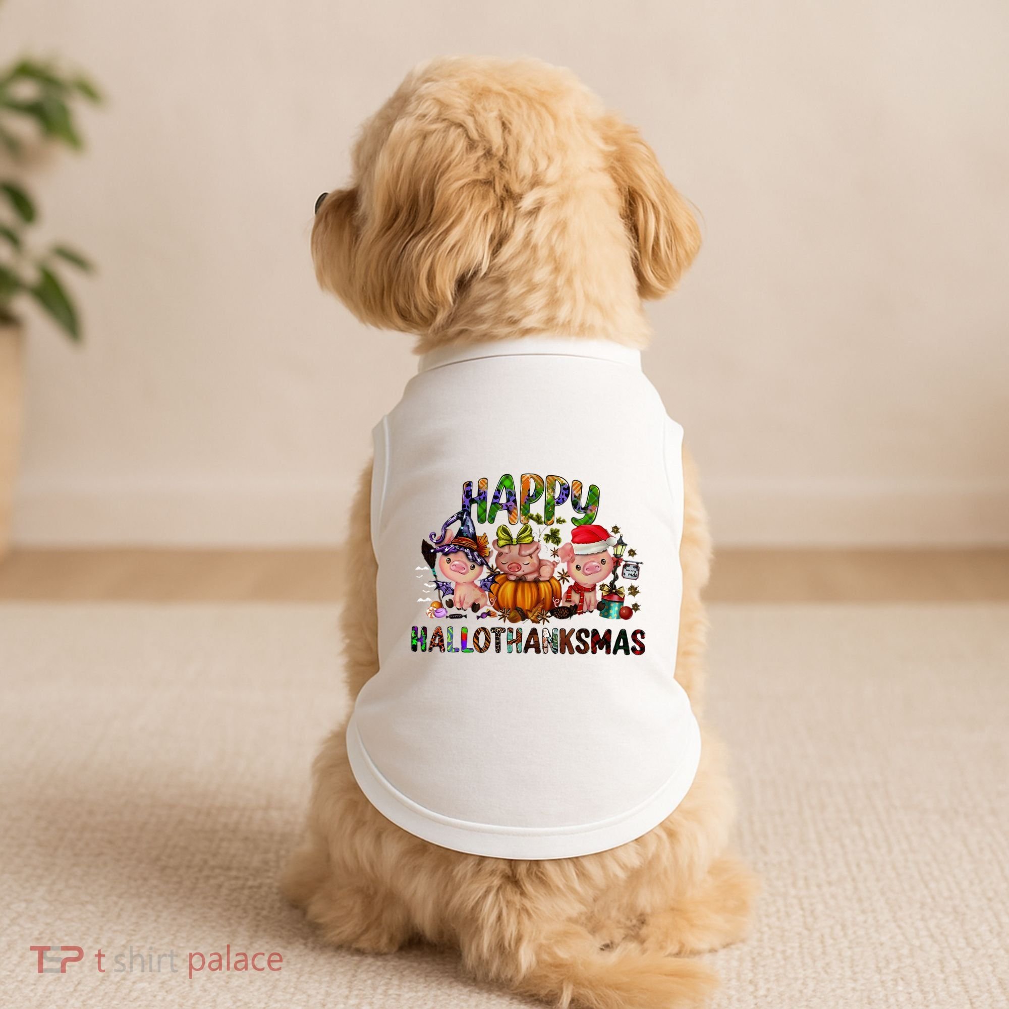 Happy Hallothanksmas Cute Pig Farm Animals Farmer Pig Lover Doggie Tank