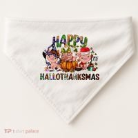 Happy Hallothanksmas Cute Pig Farm Animals Farmer Pig Lover USA-Made Doggie Bandana thumb 0