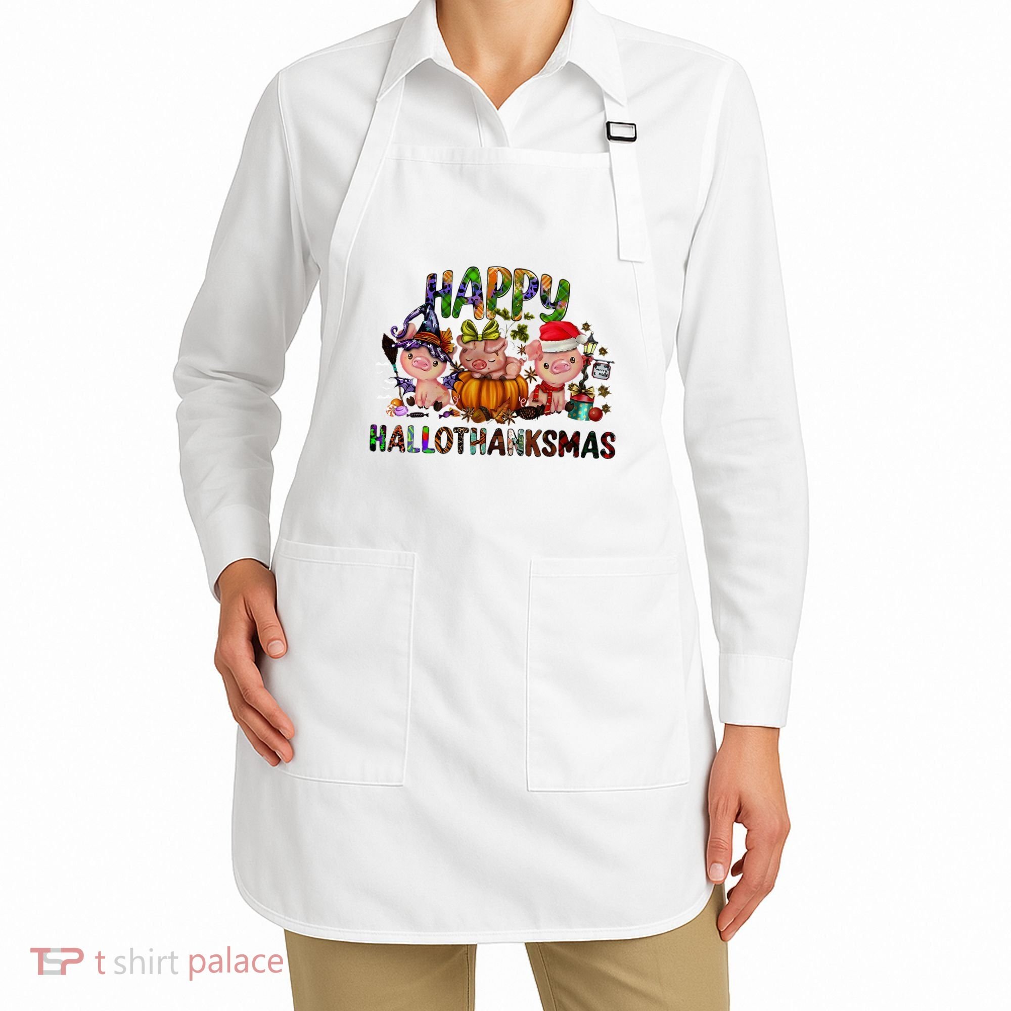 Happy Hallothanksmas Cute Pig Farm Animals Farmer Pig Lover Apron