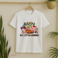 Happy Hallothanksmas Cute Pig Farm Animals Farmer Pig Lover T-Shirt thumb 2