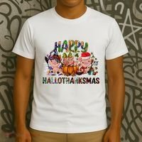 Happy Hallothanksmas Cute Pig Farm Animals Farmer Pig Lover T-Shirt thumb 3