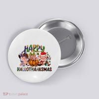 Happy Hallothanksmas Cute Pig Farm Animals Farmer Pig Lover Button thumb 0