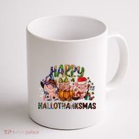 Happy Hallothanksmas Cute Pig Farm Animals Farmer Pig Lover Coffee Mug thumb 1