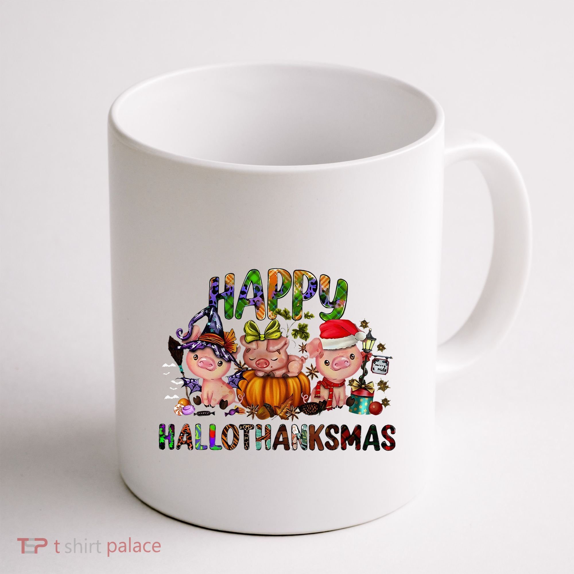 Happy Hallothanksmas Cute Pig Farm Animals Farmer Pig Lover Coffee Mug