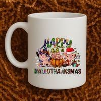 Happy Hallothanksmas Cute Pig Farm Animals Farmer Pig Lover Coffee Mug thumb 2