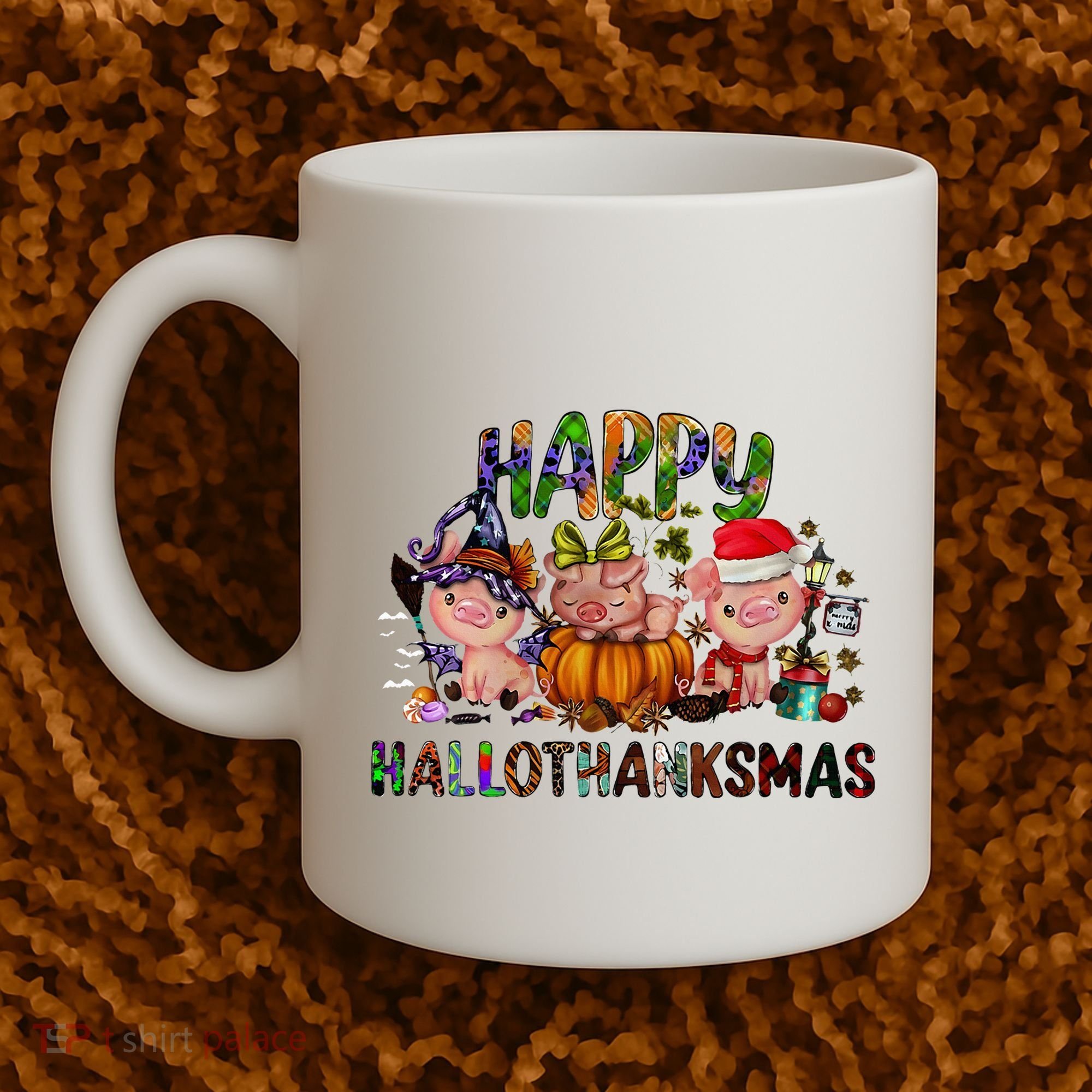 Happy Hallothanksmas Cute Pig Farm Animals Farmer Pig Lover Coffee Mug
