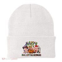 Happy Hallothanksmas Cute Pig Farm Animals Farmer Pig Lover Beanie thumb 0