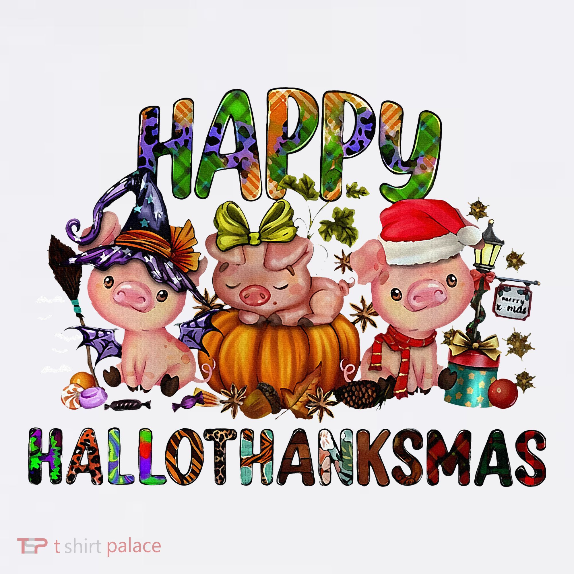 Happy Hallothanksmas Cute Pig Farm Animals Farmer Pig Lover Women's Hoodie