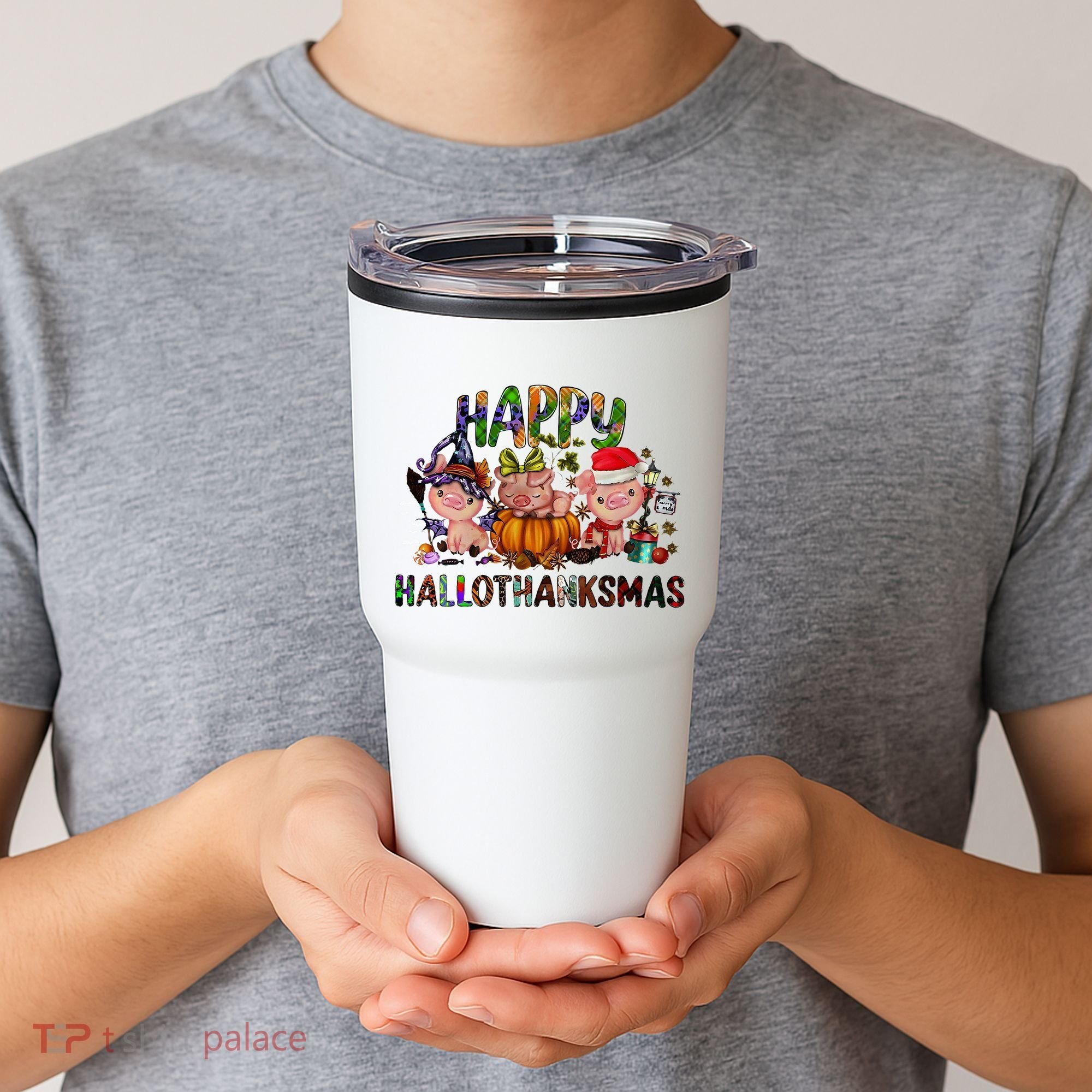 Happy Hallothanksmas Cute Pig Farm Animals Farmer Pig Lover Tumbler