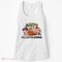 Happy Hallothanksmas Cute Pig Farm Animals Farmer Pig Lover Women's Tank Top thumb 0