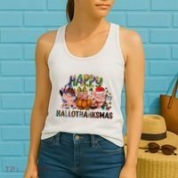 Happy Hallothanksmas Cute Pig Farm Animals Farmer Pig Lover Women's Tank Top thumb 2