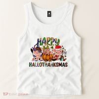 Happy Hallothanksmas Cute Pig Farm Animals Farmer Pig Lover Tank Top thumb 2