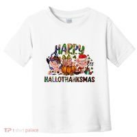 Happy Hallothanksmas Cute Pig Farm Animals Farmer Pig Lover Toddler T-Shirt thumb 0